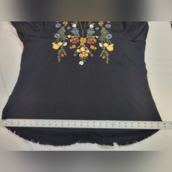 REBA Women'sSizeXL 3/4 Split V-neck Floral Embroidered Peasant Tunic - Picture 10 of 12